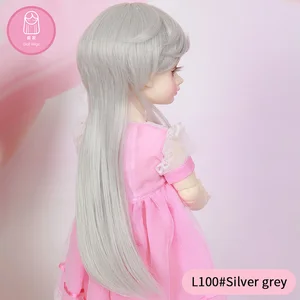 Парик для кукол BJD, бесплатная доставка, 8,4-9,6 дюйма, высокотемпературный парик shinee Mignon, длинная прическа, серебристая, серая, красивая, L100