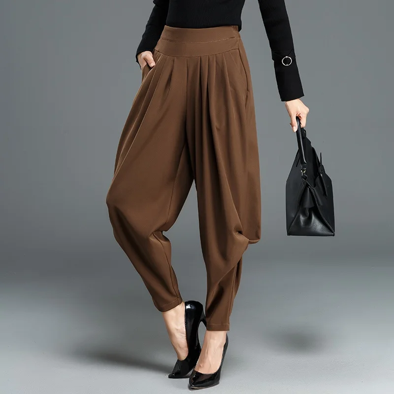 Женские брюки палаццо с высокой талией мешковатые широкими штанинами TA789