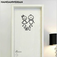 1pcs cute cartoon boy girl wc logo wall sticker home decoration waterproof removable pvc house decor for bathroom