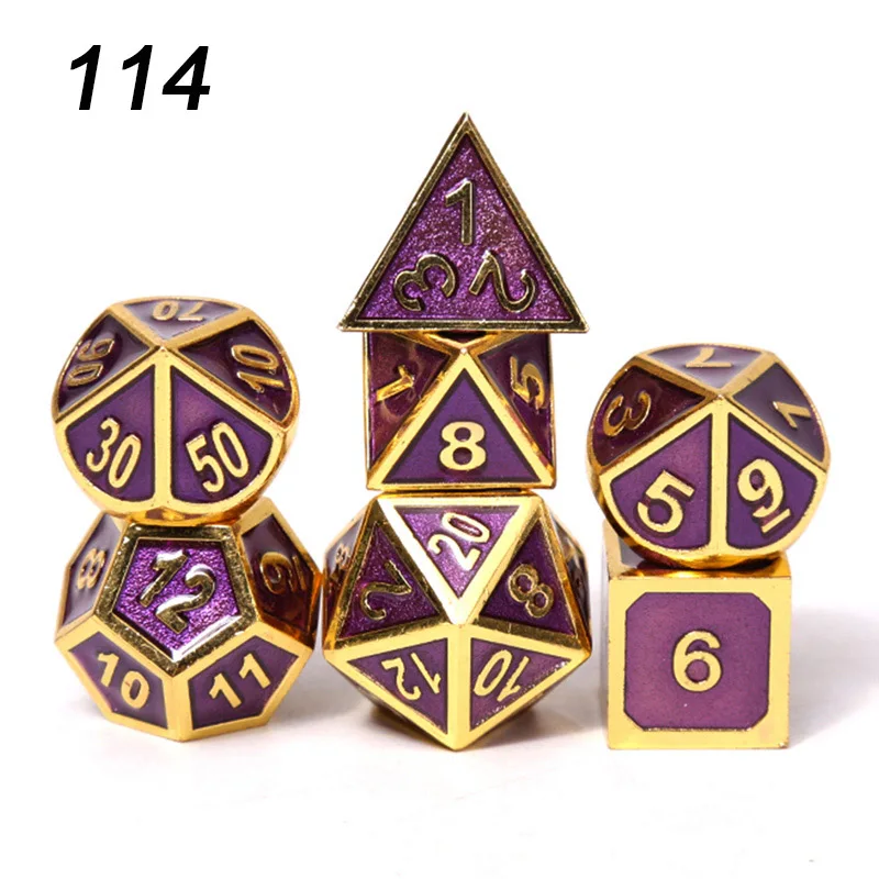 Chengshuo rpg кости многогранные наборы металла dnd Подземелья и Драконы настольные игры цинковый сплав синий кубики цифровой узор d20 10 8 12 - Цвет: 114