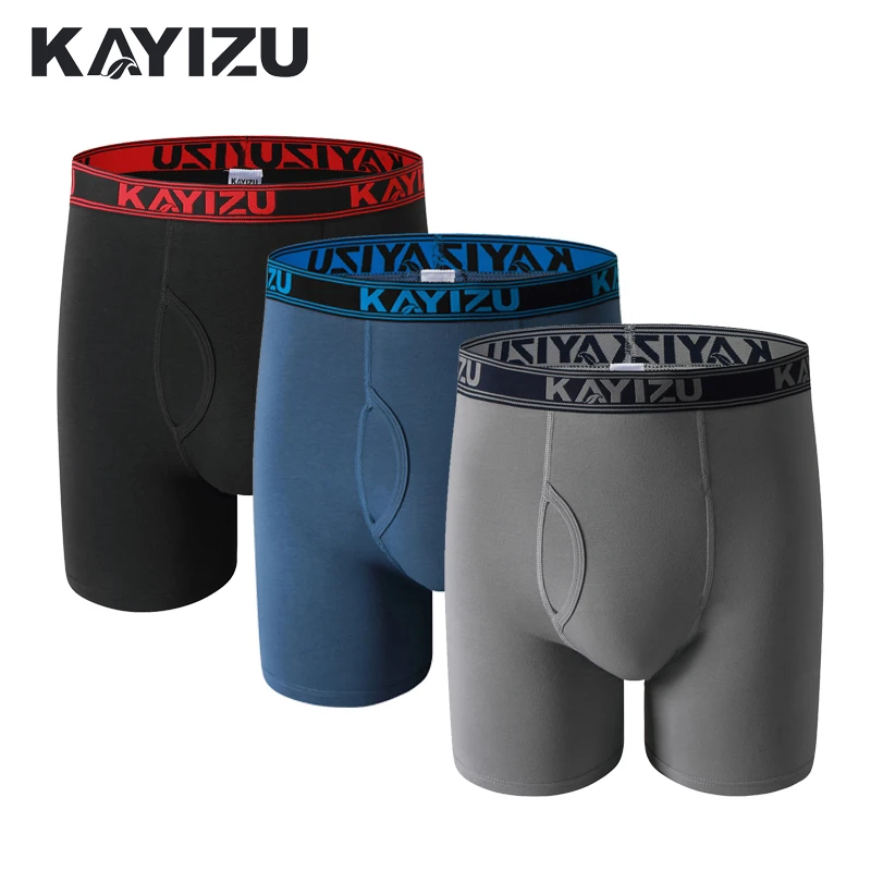 KAYIZU 3 шт. Мужское нижнее белье однотонные хлопковые боксеры размера плюс мужское