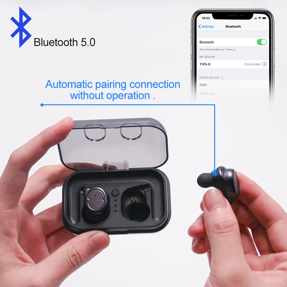 Bluetooth наушники беспроводные с сенсорным управлением спортивные мини гарнитура