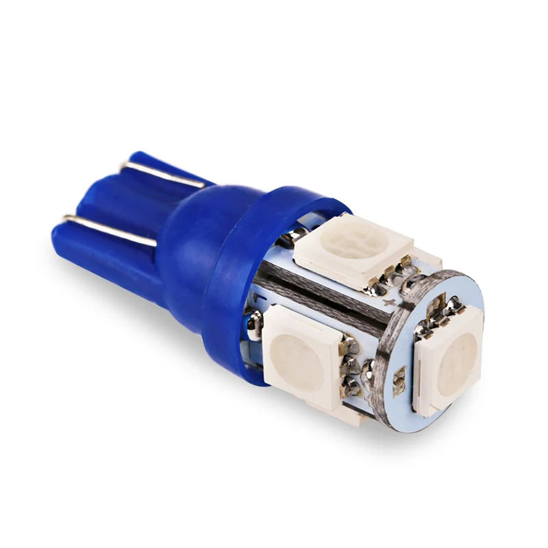 T10 5SMD 5050 светодиодный 194 168 W5W автомобильный горизонтальный Клин задний свет синий Автомобильный свет излучающий диод номерной знак маркер лампа