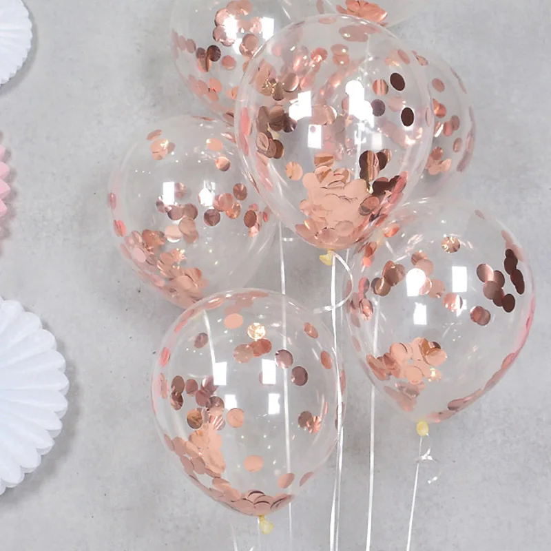 

5pcs Transparent Balloons Rose Gold silver Confetti Balloon Inflatable Helium for Wedding Birthday Party Globos Latex Balloons