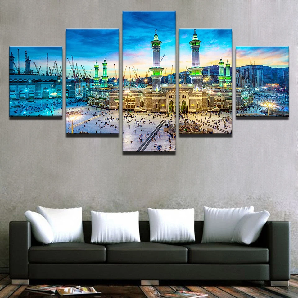 Холст Картины Гостиная HD печатает Home Decor 5 шт. исламистского плакат стены Книги по