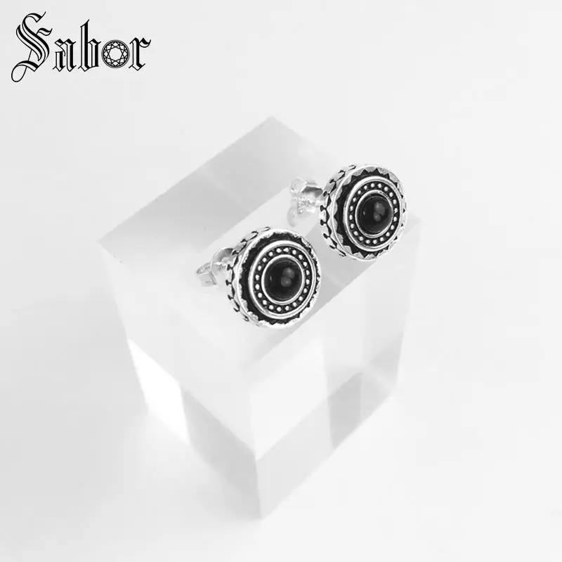 Черные круглые серьги-гвоздики в форме солнца новинка 2020 Модная бижутерия из