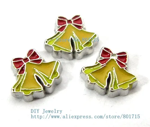 As gift New Style FC331 Christmas bell 10pcs DIY floating locket living charms for Glass Floating Locket s friends | Украшения и