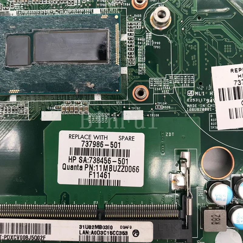 Высококачественная материнская плата для 15-N ноутбука 737986-501 DA0U82MB6D0 с SR16Z I7-4500U cpu 740 M 2 GB полностью протестирована