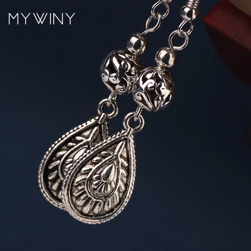MYWINY металлические Висячие этнические серьги винтажные модные тибетские