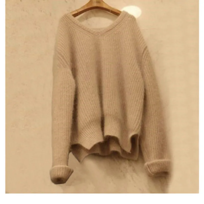 2018 Wool Blend Suits Woman Winter Sweaters Sets Women V neck Sweater + Skirts Two Piece Set Korean Pullovers Ladies Knitwear | Женская