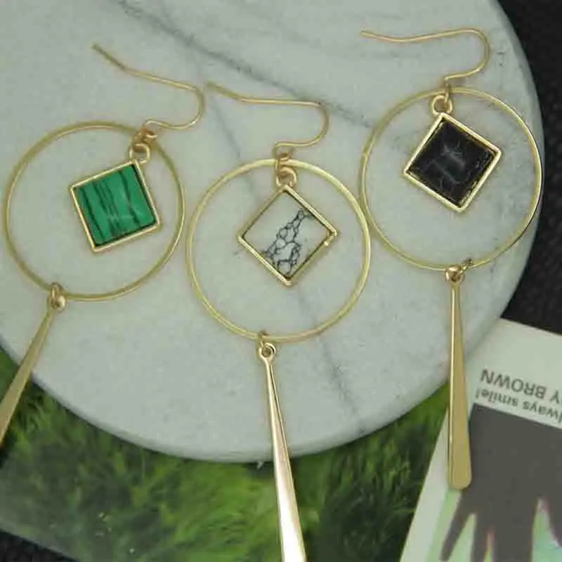 New European and American geometric elements popular earrings triangle synthetic temperament long ladies fash | Украшения и