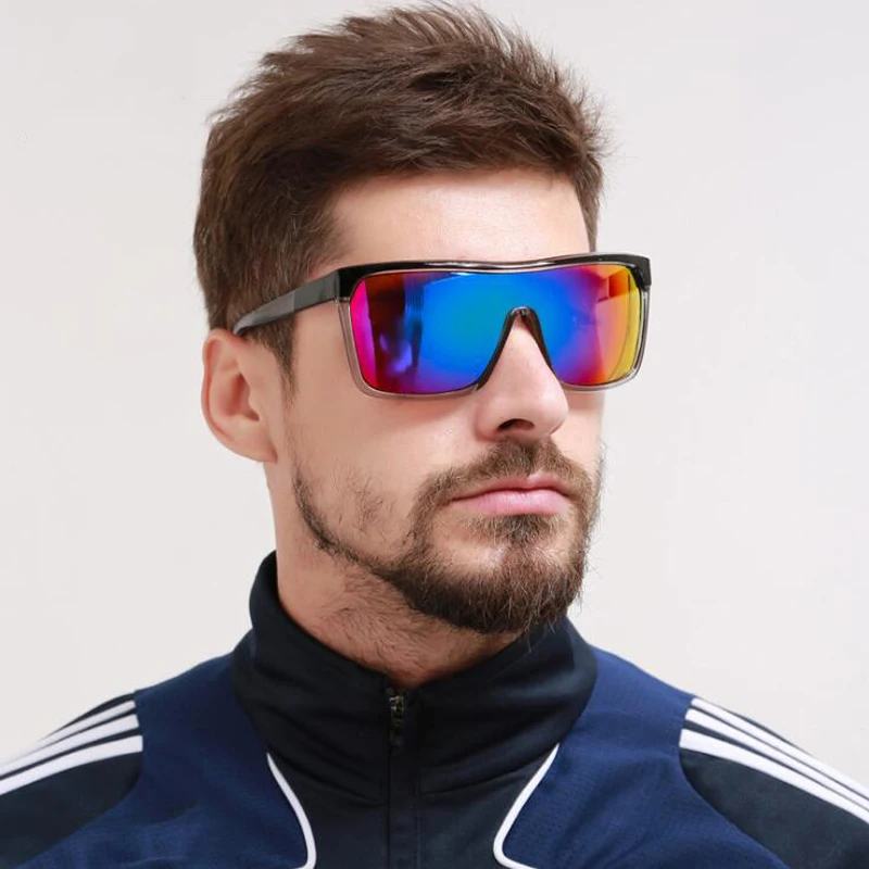2018 Спортивные очки Для мужчин жира Top Одна деталь UV400 Квадратные Солнцезащитные HD