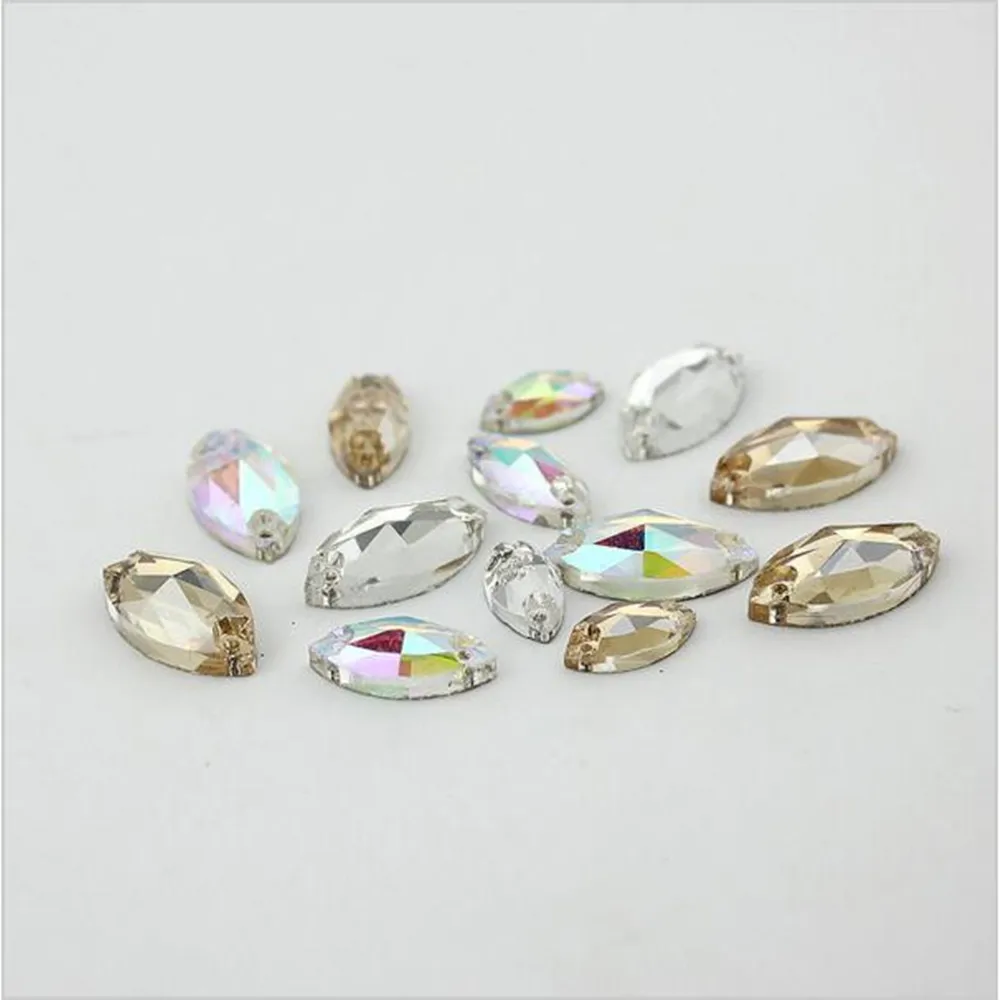 Стеклянные камни для шитья конский глаз 3 цвета на выбор 6x12 мм 7x15 9x18 одежды сумок