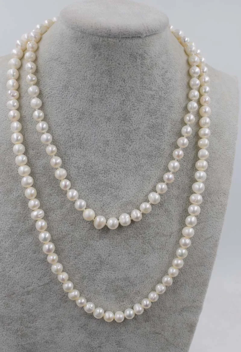 freshwater pearl necklace white 8-9mm near round 17" 24inch  FPPJ wholesale beads nature