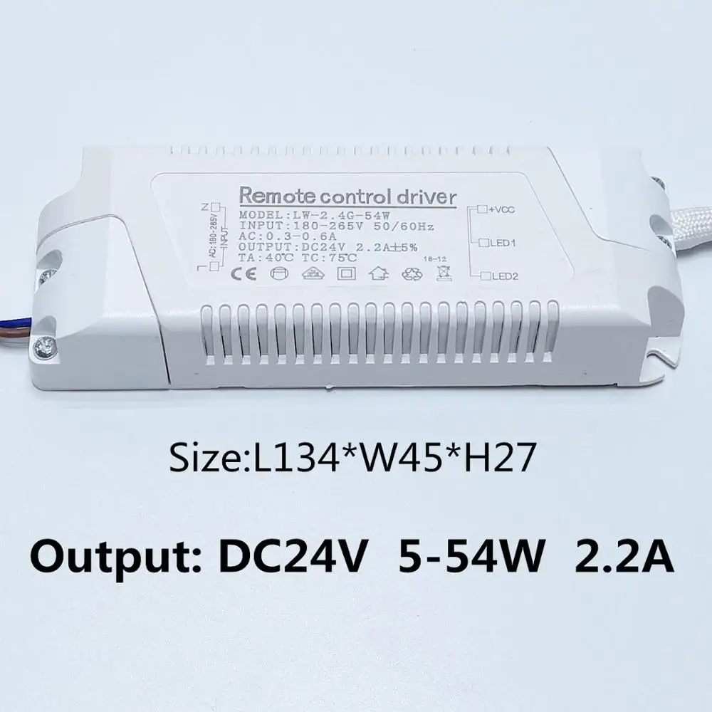 24V 5-54W 2.2A 2,4G пульт дистанционного управления, DC24V светодиодный драйвер Питание адаптер переменного тока, AC180V-265V 1.5A 2.2A 3A 4.5A 5.5A, 36 Вт 54 Вт 80 Вт 108 ВТ 160 Вт - Цвет: 24V 5-54W 2.2A