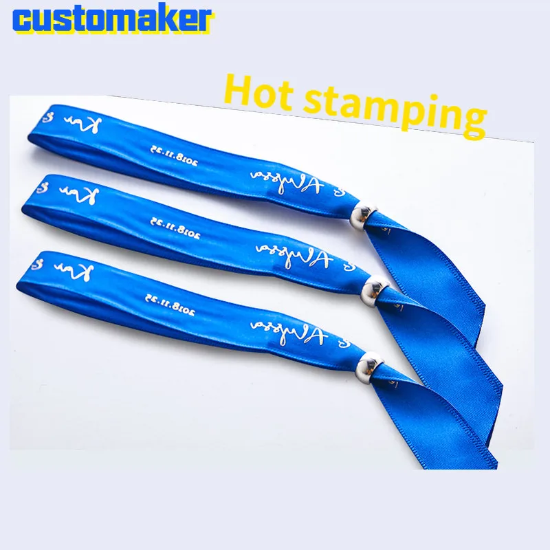 Высококачественный атласный браслет с золотым тиснением индивидуальная лента