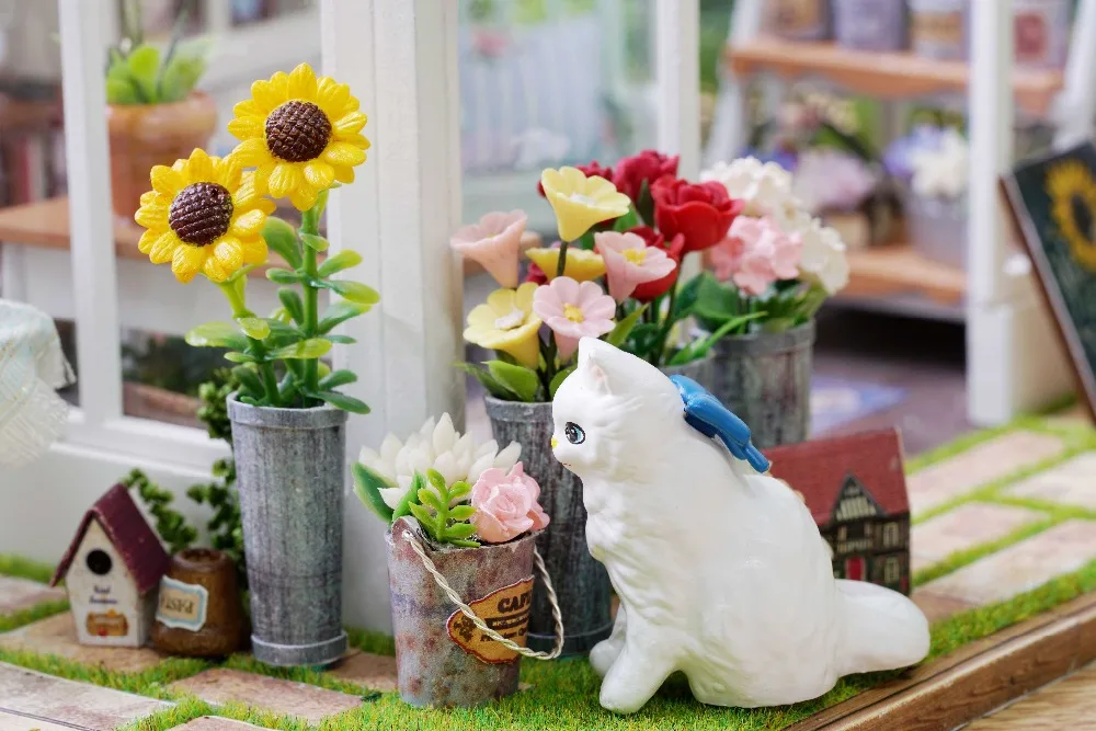 Кукольный дом Diy миниатюрный деревянный пазл кукольный домик на день рождения Рождество Каса Boneca Woodens подарки на год Солнечный свет теплица A063