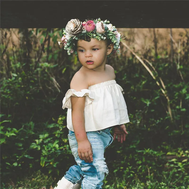 Лидер продаж детские летние комплекты одежды для новорожденных девочек топы с