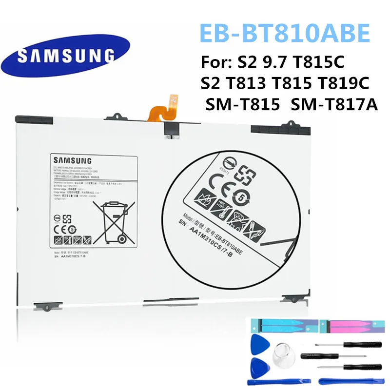 Оригинальный аккумулятор SAMSUNG для Samsung GALAXY Tab S2 9 7 T815C T813 T819C 5870mA с набором