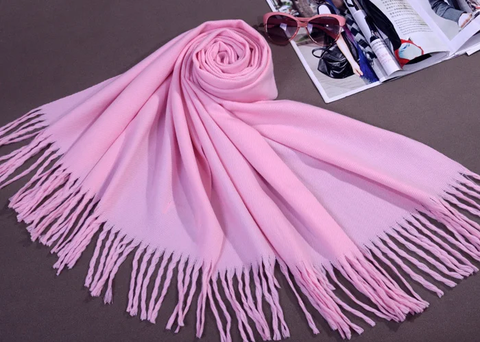 light pink Ярко-розовый Большой Длинный Кашемировый Пашмины тянет Европа и Америка зимний женский тёплый платок на шею обертывание многоцветный S300-4 - Цвет: light pink