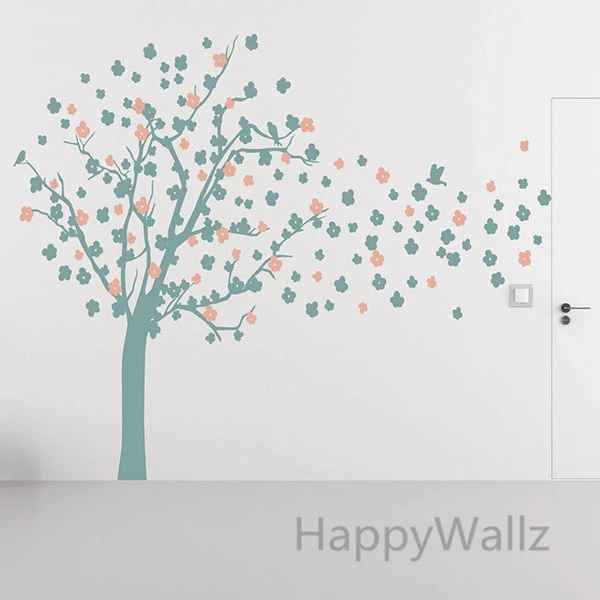 Большие цветные настенные наклейки на дерево с листьями для детского сада