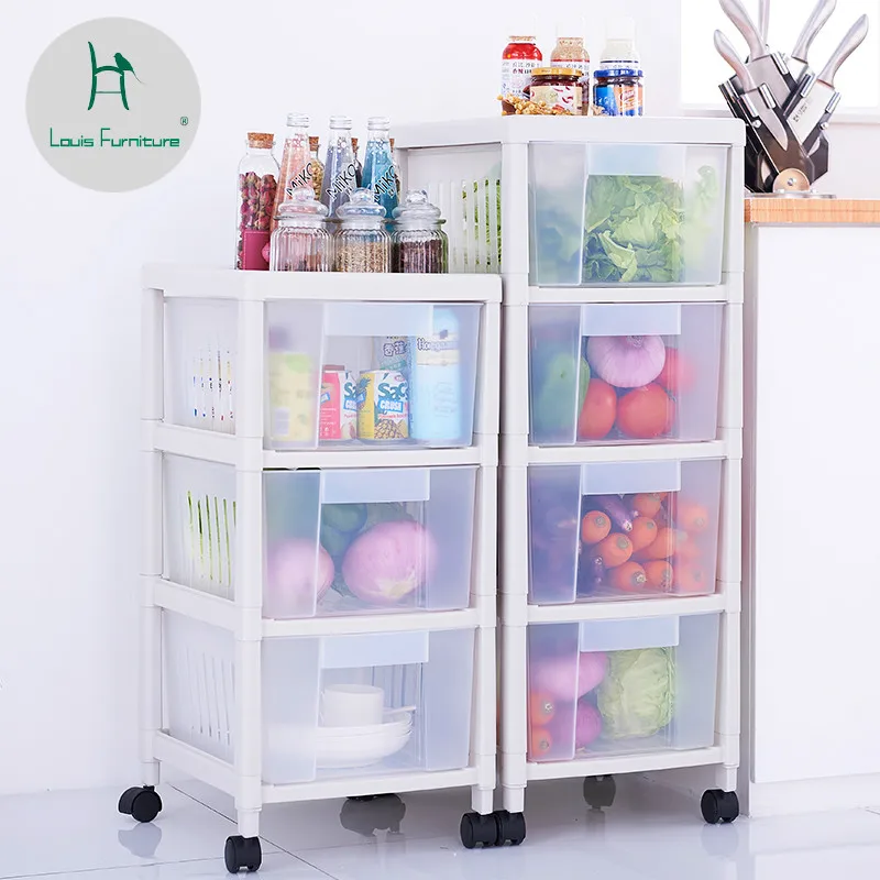 

Louis Fashion Kitchen Trolleys Multi Floor Drawer Type Multifunctional Shelf for Plastic Household Vegetable Rack