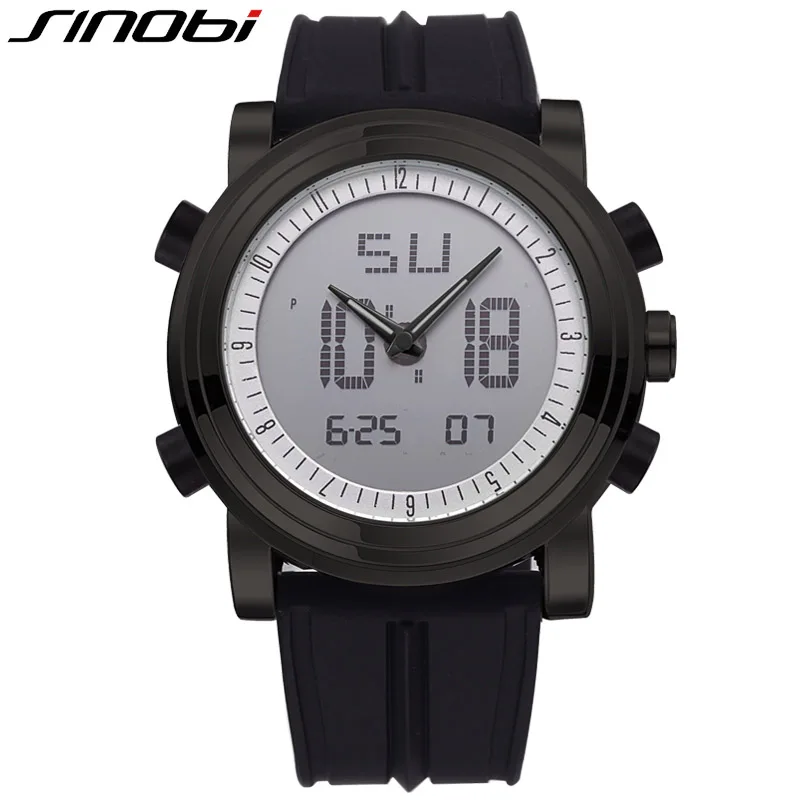 11S9368G05 Relogio Masculino SINOBI Спортивные Цифровые кварцевые наручные часы водонепроницаемые кварцевые мужские часы Geneva Hybird часы erkek kol saati - Цвет: 11S9368G05