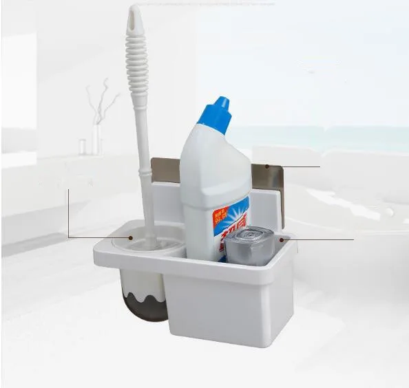 1SET Toilet Brush Set Bathroom Storage Rack Wall Mounted Type Shelf Cleaning Tools Organizer Strong Paste KP 023 | Дом и сад
