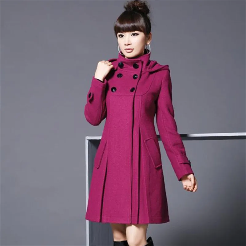 OCQBI Hooded Woolen Women Coat Plus Size Fashion Designer Clothing Korean Style Bodycon Ladies | Женская одежда