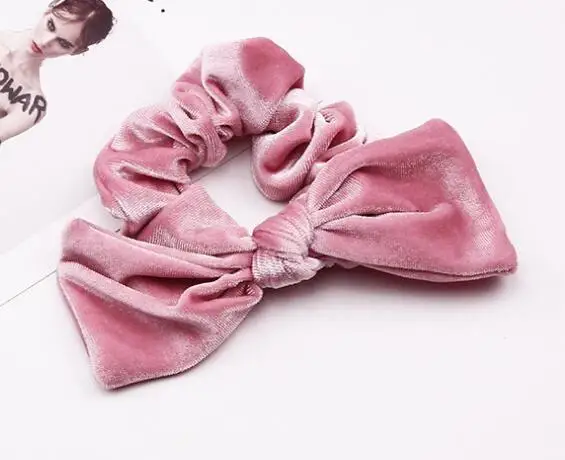 Мягкий сплошной цвет лук узел бархатные волосы Scrunchie эластичные резинки для волос конский хвост держатель Scrunchies галстук волос резинка для волос