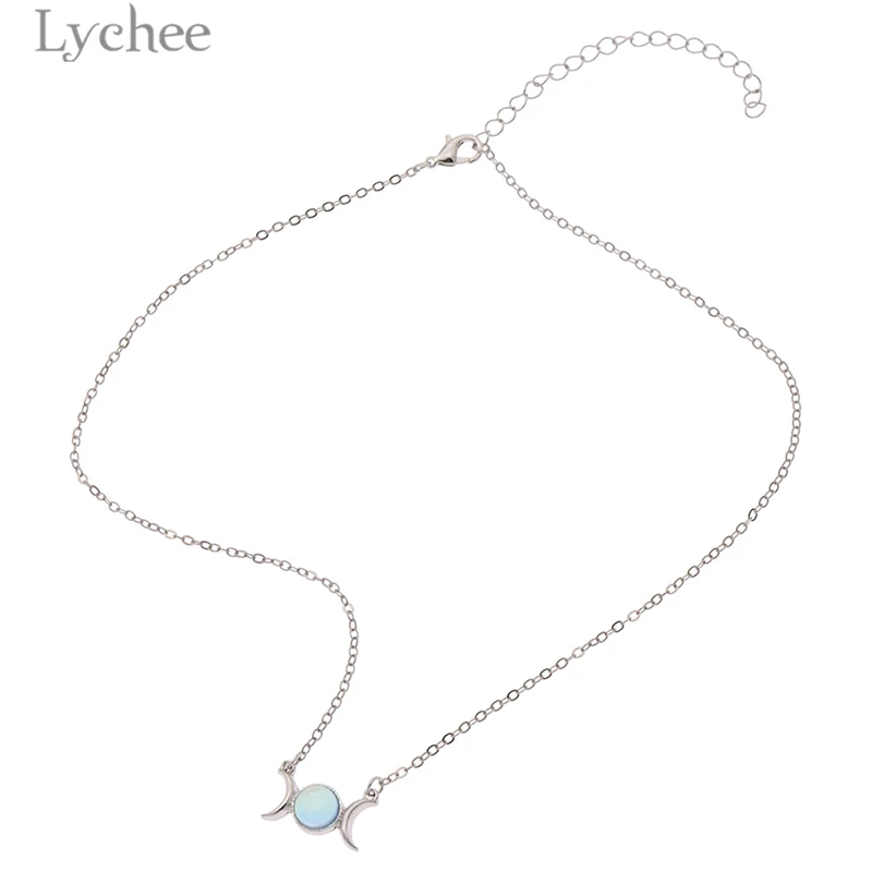 Lychee 1 шт. Трендовое женское ожерелье из сплава с натуральным камнем и тройной