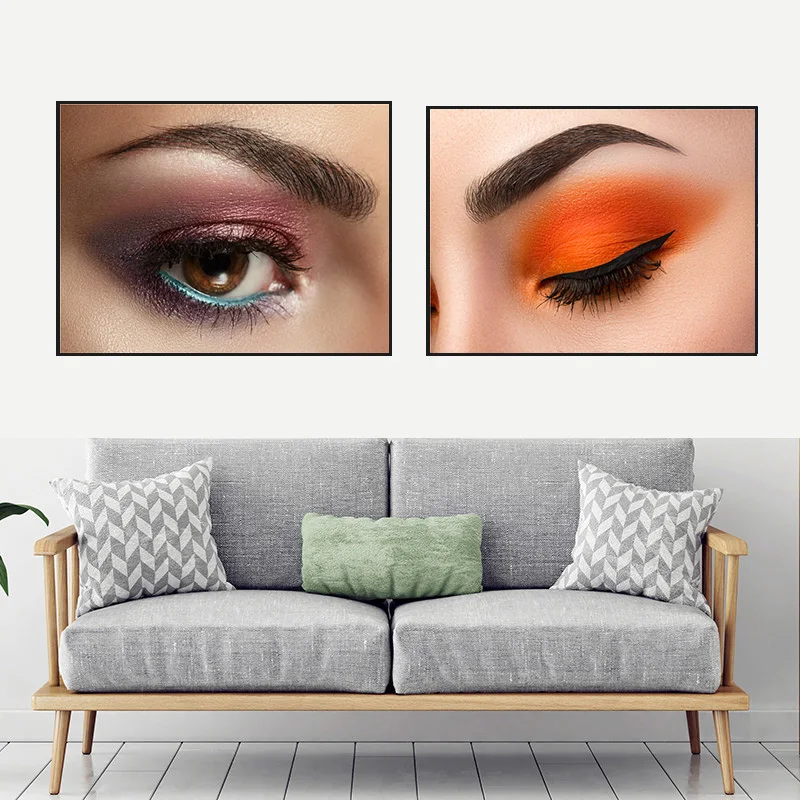 Colorful Eye Shadow Eyelash Canvas Painting Nordic Wall Art Poster Home Decor Eyebrow Picture Fashion Print for Girl Bedroom | Дом и сад