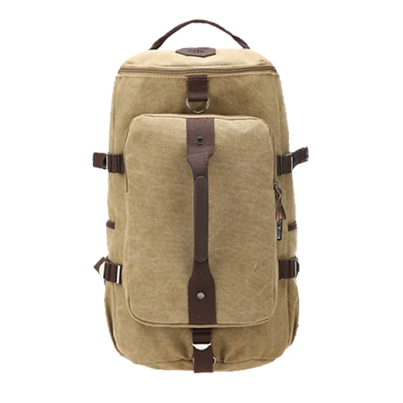 Khaki 3 в 1, винтажный рюкзак, дорожная сумка для мужчин, мужские рюкзаки, школьные сумки, большая емкость, рюкзак, портативный вещевой мешок для девочек и мальчиков - Цвет: Khaki
