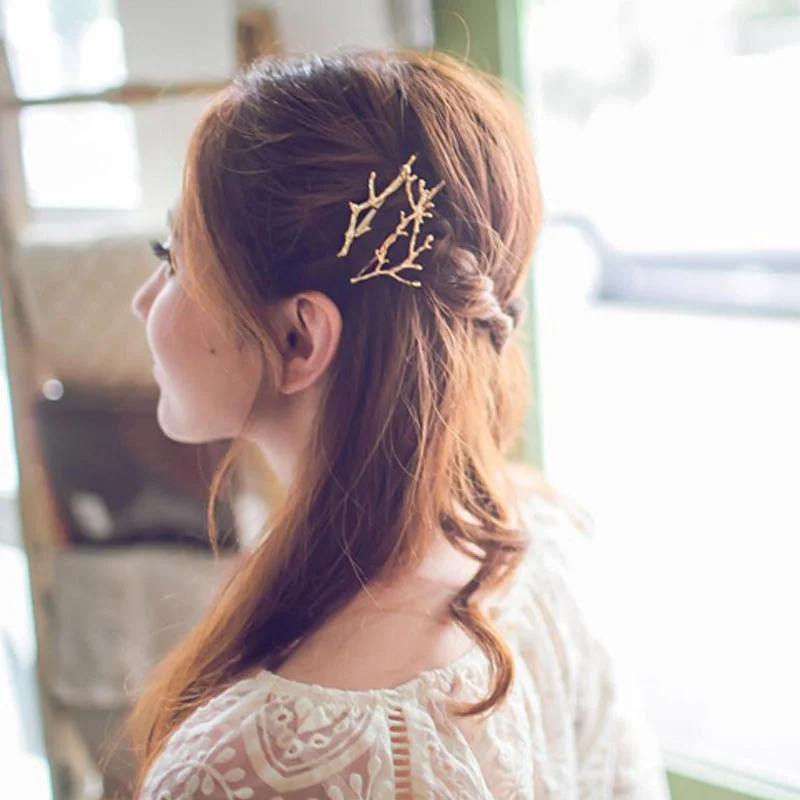 Женские Винтажные заколки для волос золотистые серебристые с деревьями модные