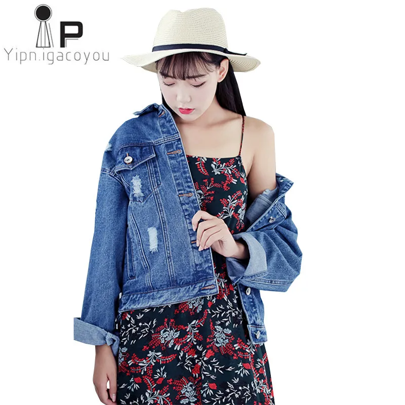Корейская короткая джинсовая куртка 2019 большой размер Женская бомбер Весенняя