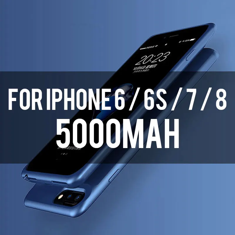 4.7inch Blue 5000 Чехол для аккумулятора для iPhone X XS, мягкий тонкий внешний аккумулятор, чехол для iPhone 6, 7, 8, 6S Plus, внешний аккумулятор, зарядное устройство, чехол для iPhone - Цвет: 4.7inch Blue 5000