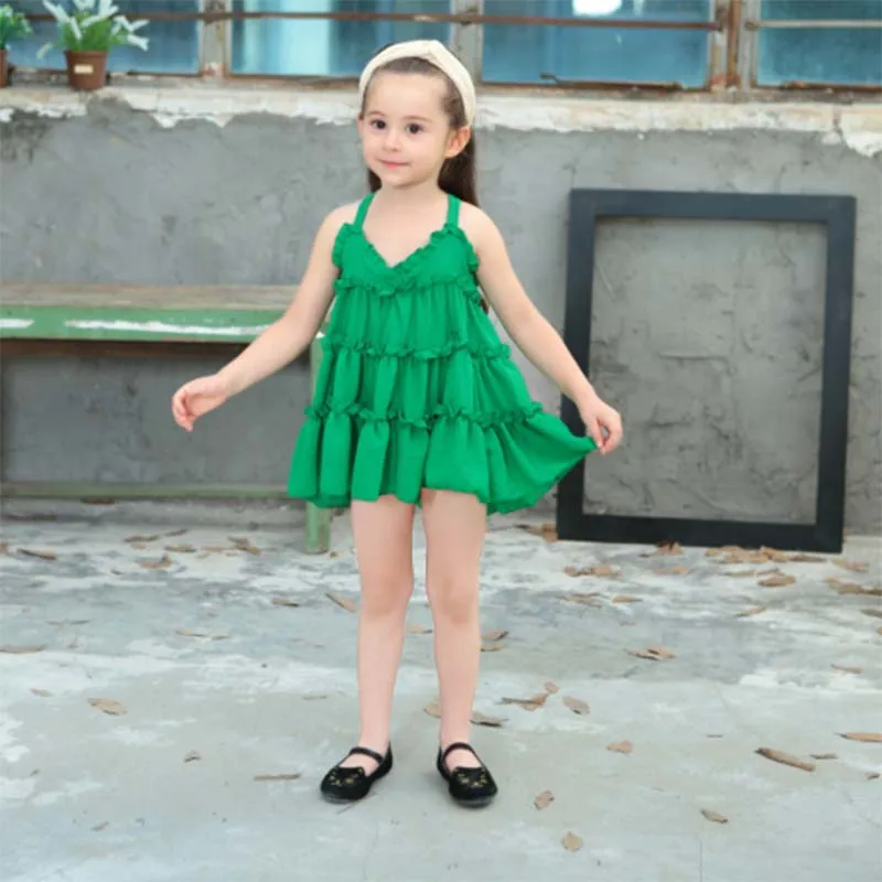 summer new girls dresses 2019 fashion children cotton solid color sling beach dress for wedding party kids clothing | Детская одежда и