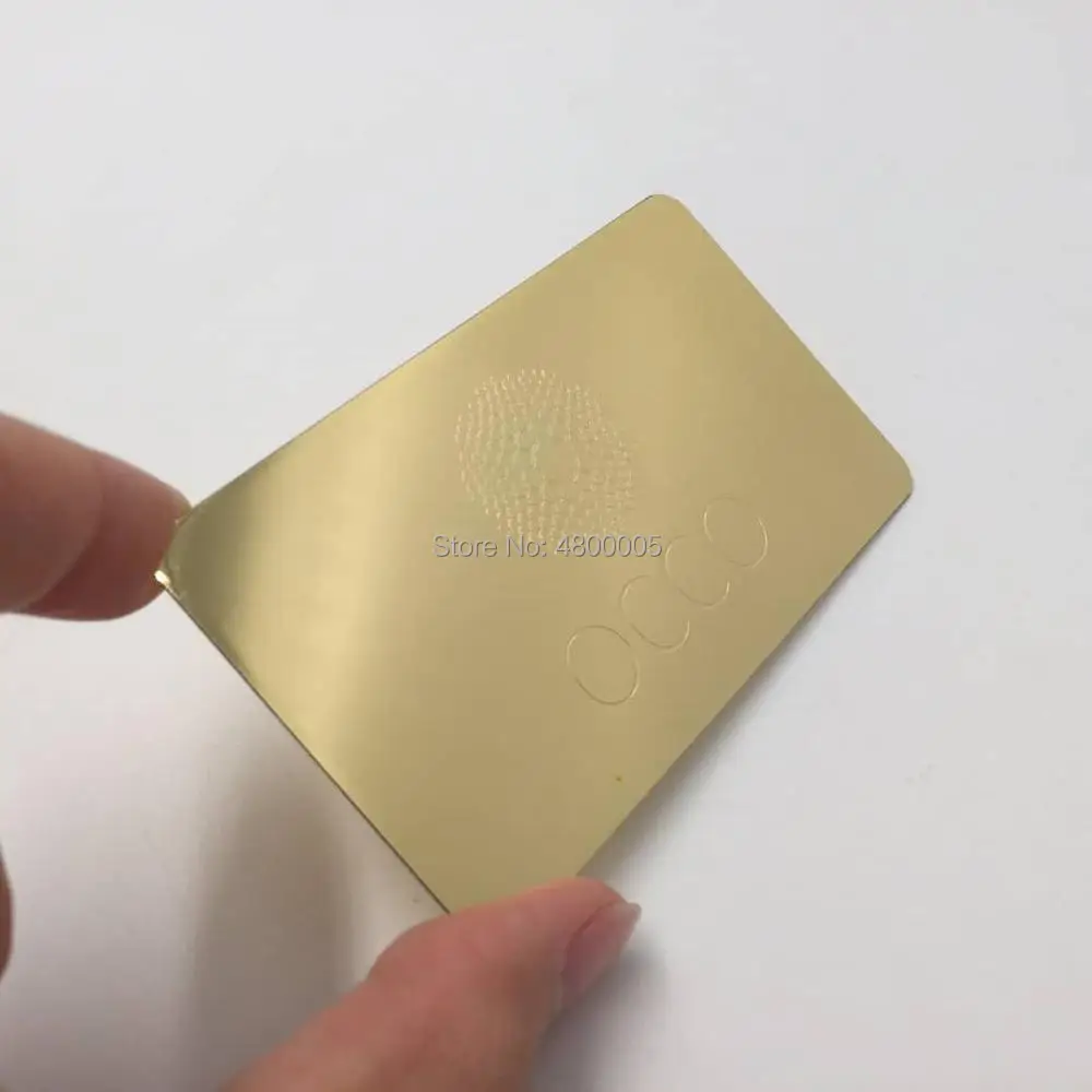Персонализированные золотые тисненые двухсторонние металлические визитные