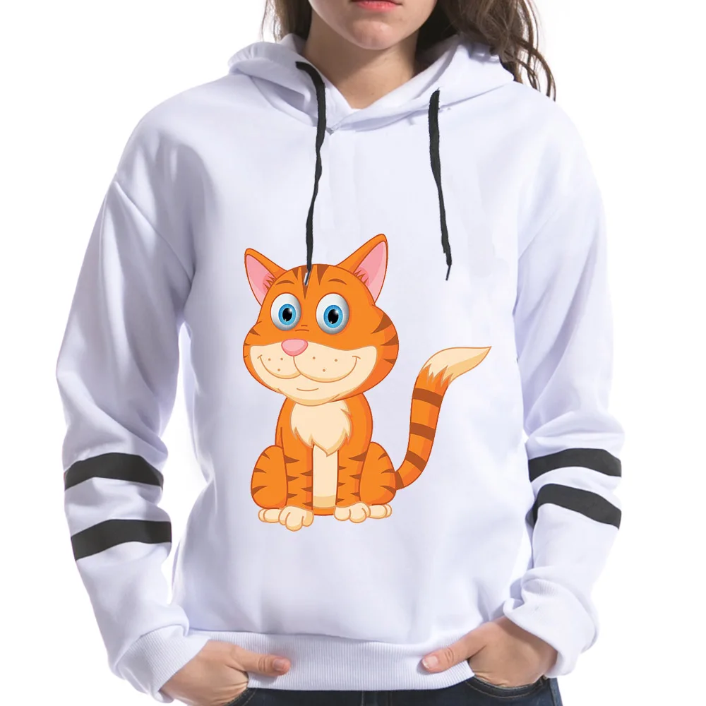 Высокое качество 2017 Весна Новая мода принт с котом женские толстовки Harajuku Printting