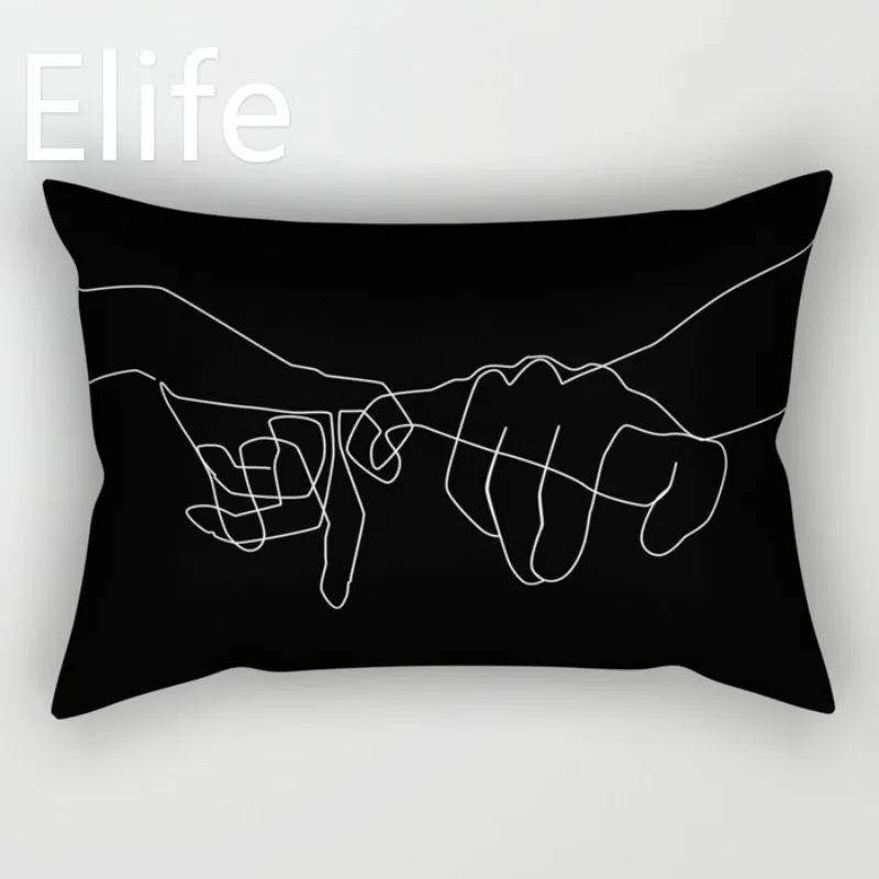 4 Elife, черный, белый, искусственный полиэстер, хлопок, лен, декоративная подушка, shams, чехол для подушки, дивана, автомобиля, 30x50 см - Color: 4
