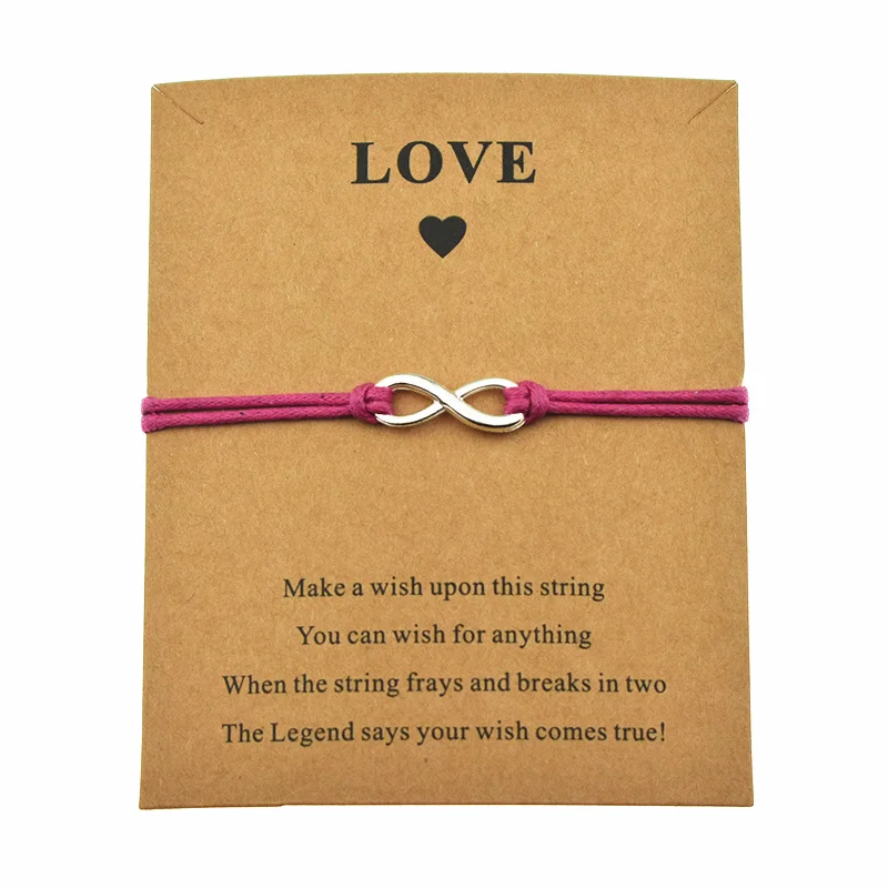Регулируемые браслеты с надписью Make a Wish Love Card кулоном в форме бесконечности для