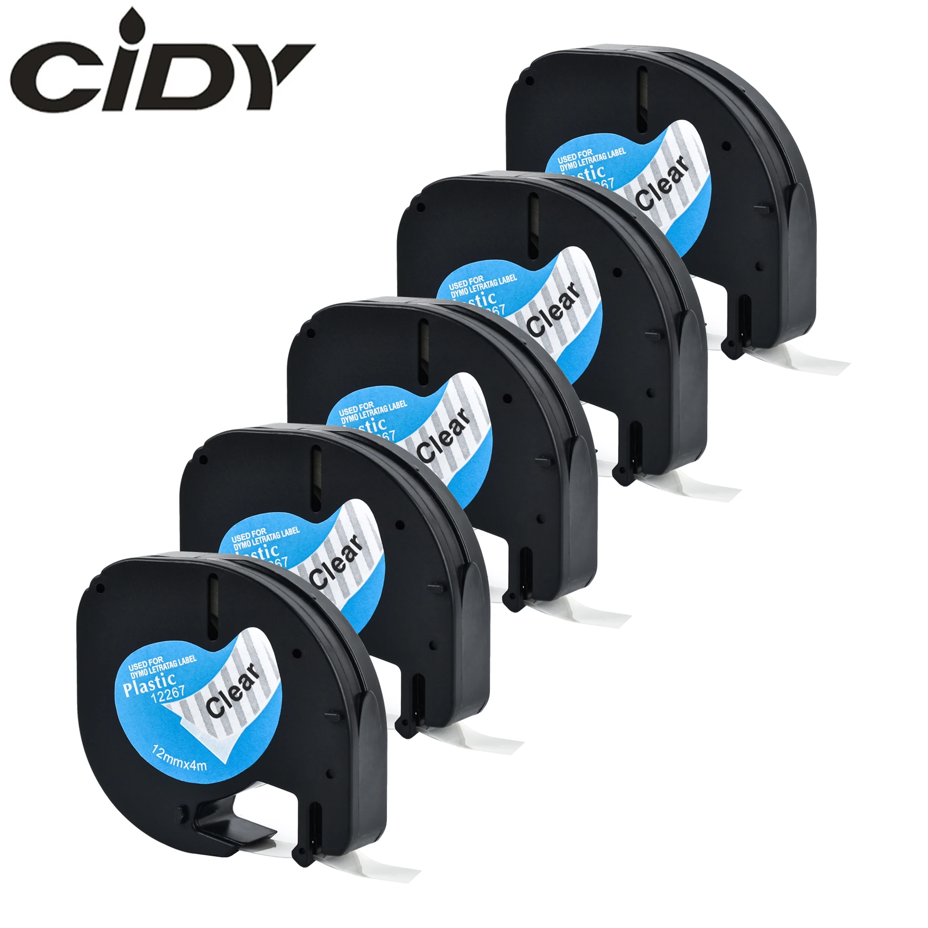 CIDY 5 шт. совместимый с LT12267 12 мм черный на прозрачном для пластиковых LT 12267 16951 16952 dymo