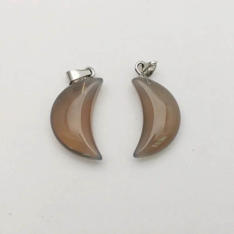 Wholesale fashion natural gray onyx stone moon shape good quality charms pendants for jewelry making 50pcs free shipping | Украшения и
