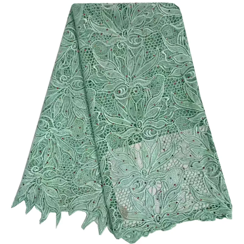 Красный Лидер продаж Африканский вышитые гипюр шнур Кружево Материал с камнем