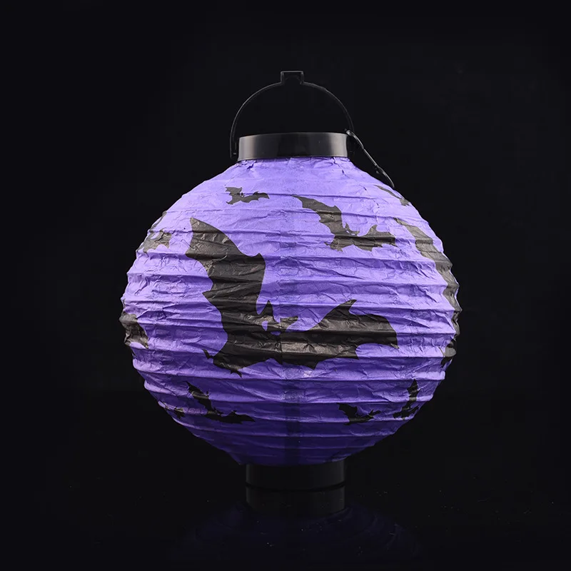 Purple Bat Хэллоуин призрак фестиваль семья уличный светодиодный бумажный фонарь тыква паук летучая мышь повесить фонарь Хэллоуин вечерние украшения реквизит - Цвет: Purple Bat