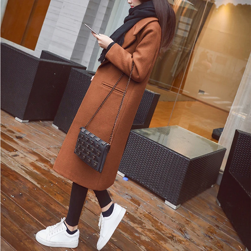 Trench Coat For Women Clothes Desigual 2019 Winter Fashion Elegant Black Ladies Coats Long Woolen Korean Style Wool Jacket | Женская