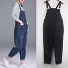 Джинсовый комбинезон размера плюс 6XL, свободные джинсы для женщин в стиле бойфренд, Длинные шаровары с карманами, черные джинсы, женские комбинезоны с широкими штанинами, C5217