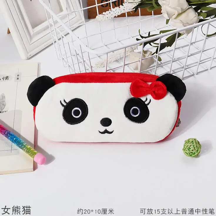Kawaii моделирование фрукты пенал с животными короткие плюшевые Школьные Канцелярские ручки сумка для девочек и мальчиков школьные принадлежности
