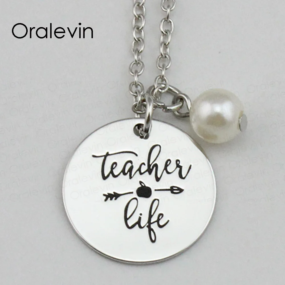 Вдохновляющая жизнь учителя ручная тиснение гравировка гламур кулон ожерелье