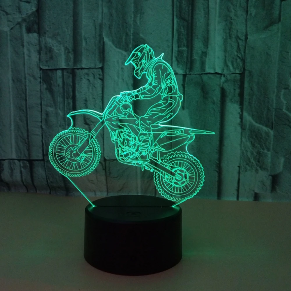 Moto Motocycle цветной изменяемый светодиодный 3D иллюзия визуальный ночник креативное